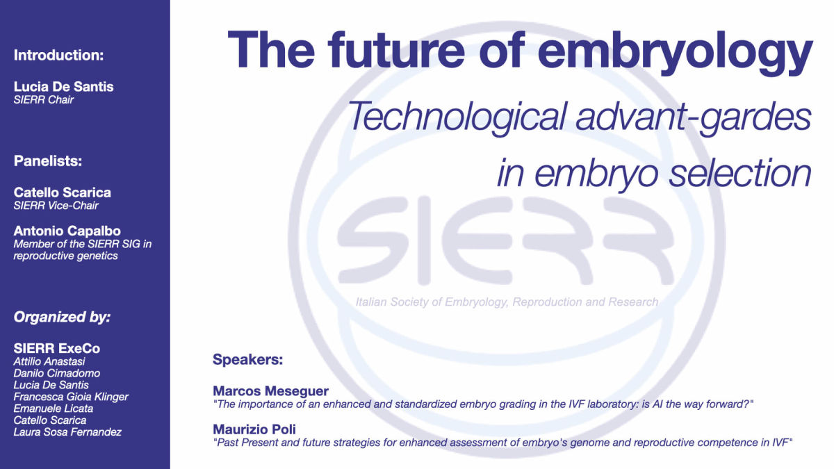 Session 20: The future of embryology. Technological advant-gardes in embryo selection