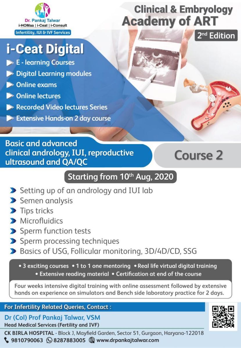 Course Name: Basic to Advanced clinical andrology, IUI, reproductive ultrasound and QA/QC