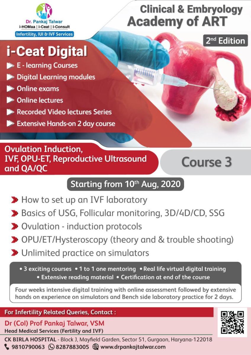 Course Name: Ovulation Induction, IVF, OPU-ET, Reproductive Ultrasound and QA/QC