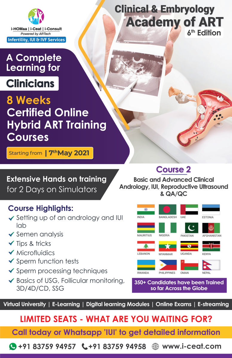 Course Name- Basic to Advanced Clinical Andrology , IUI , Reproductive Ultrasound & QA/QC