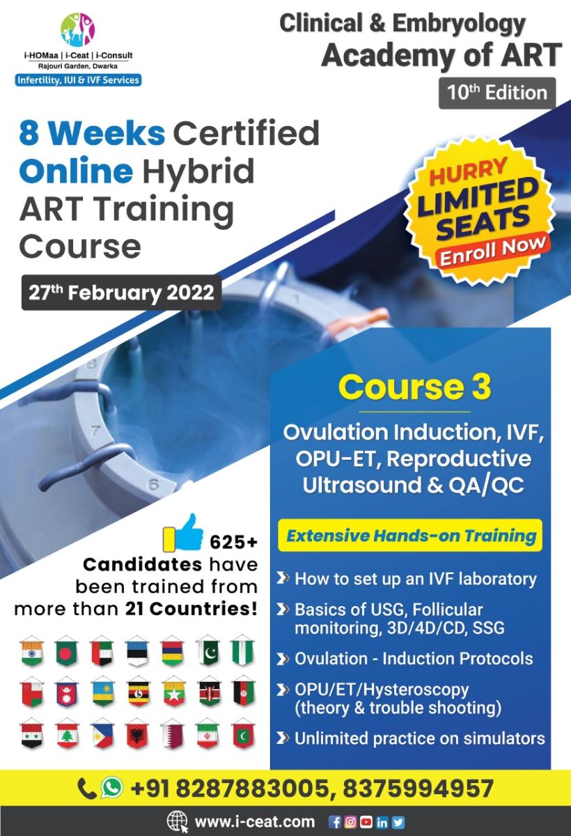 Online hybrid digital training courses for perfection in ovulation induction, Andrology, IUI; IVF ET, Embryology, ultrasound.