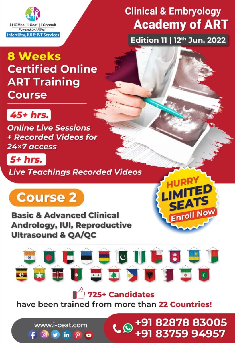 Course Name: Basic and advanced clinical Andrology, IUI, Reproduction ultrasound & QA/QC.
